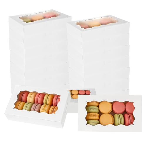 Aurinovellia 24 pièces boite gateau boite avec fenêtre cookie box gateau a carton pour biscuits et pâtisseries boîte à gâteaux en carton cupcake muffin...