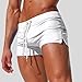 oiangi Mens Swimwear Shorts Swim Trunks Square Leg Bathing Suit Quick Dry Stretch Beach Sports Swim Brief with Zipper Pocket White