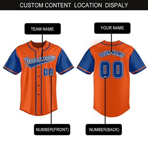 Custom Orange Baseball Jersey Button Down Shirt Customized Name Number Sports Uniform for Men/Women S-7XL miniatura 4