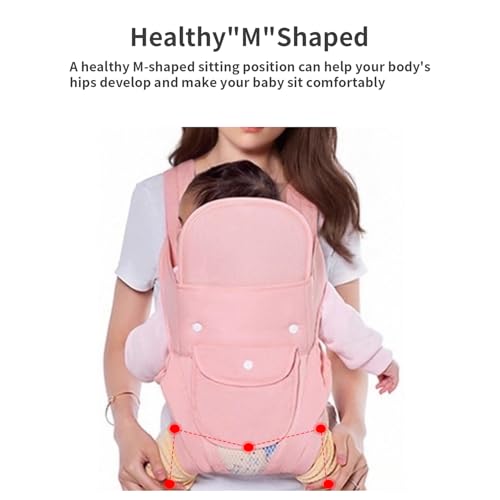 KIYUMI Baby Sling Carrier Portable Newborn Toddler,Child Infant Baby Carrier-Child Carrier Sling,Lightweight & Breathabl Hip 4 in 1 Carry,Pink