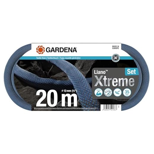 Gardena Liano Xtreme 1/2 inch, 20 m set: Extreem robuuste tuinslang van textielweefsel, voor indoor-waterkranen, met PVC-binnenslang, laag gewicht, weerbestendig (18470-20)