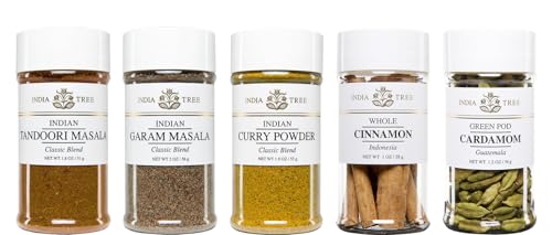 India Tree South Asian Spice Kit - Tandoori Masala, Garam Masala, Curry Powder, Cinnamon, and...