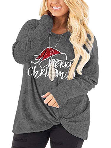 Image of DOLNINE Womens Plus Size Knotted Tops Long Sleeve Tee Shirts Loose Casual Blouse