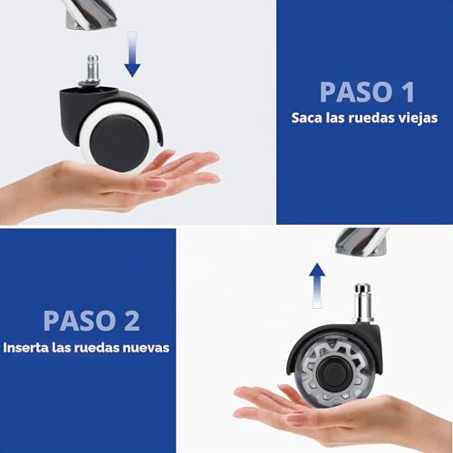 Miniatura 4 de Domkan Juego De 5 Ruedas Para Silla De Oficina, 10 X 22 Mm Ruedas De Repuesto Para Alfombras Y Suelos De Parquet, Resistentes Ruedas Para Sillas De Oficina