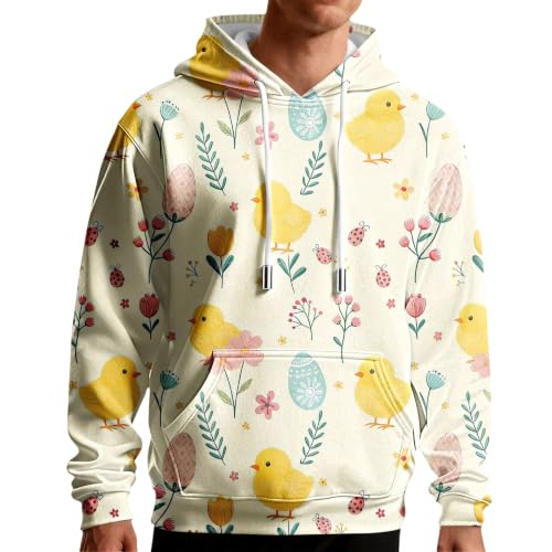 Sudadera con capucha para hombre en color amarillo y talla XXXL con corte holgado informal de verano