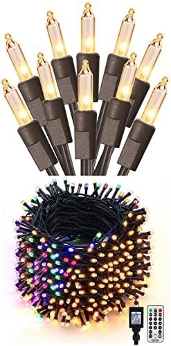 Philzops 300Ct 69.6Ft Christmas Lights + 180Ft 500 Led Warm White & Multicolor Xmas Lights, 11 Modes Color Changing String Lights With Timer Remote, Plug In Dimmable Fairy Light For Party Home Deco #TOP8