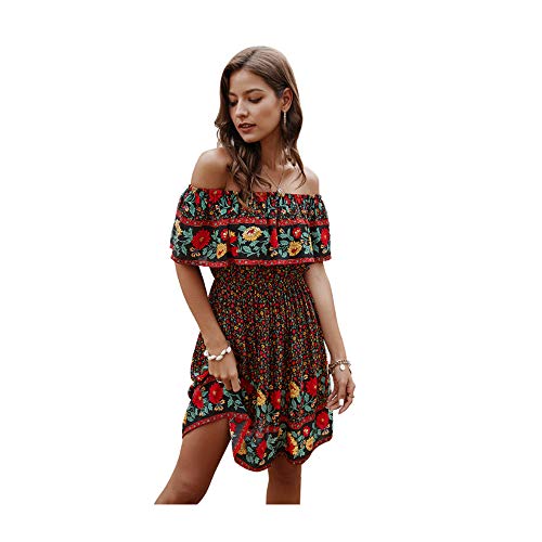 Frauen-Sommer-Lange Kleid Sleeveless Sexy Ansatz Drucken-Strand-Kleid Bohemain Sundress Midi-Kleider für die tägliche Strandparty,A3,L