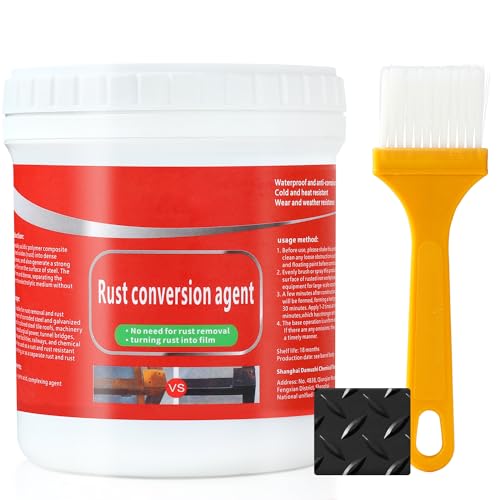 TPTAL Rust Renovator Rust Remover for Metal Rust Converter for Metal Water-Based Rust Remover for Metal Rust Removal Converter Metallic Paint with Brush Multi-Functional Anti-Rust Paint 300g(Black)