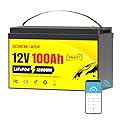 12v 100ah LiFePO4 Battery Bluetooth group 31 with 100A BMS, Low-temp Protection, Max 1280W Power, Rechargeable Deep Cycle Lithium Battery for Trolling Motor, Solar, Off-grid, Marine, Motorhome, Kayak