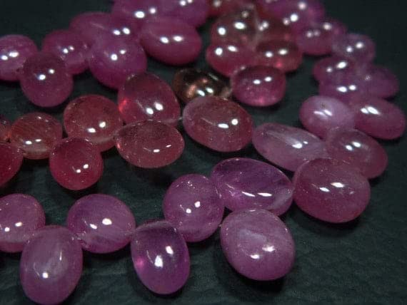 Ruby rose ovale perles lisses 7" LKBEADS pour création bijoux