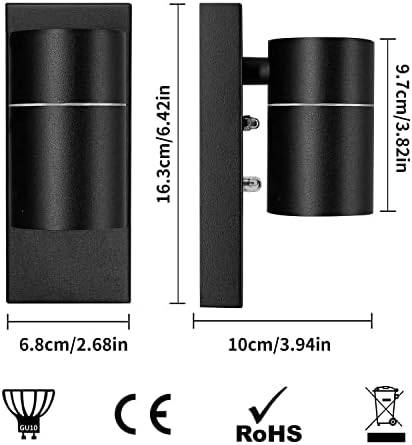 Unikcst Dawn to Dusk Outside Wall Lights Mains Powered IP44 Black Outdoor Wall Sconce with Photocell Sensor for Front Door Porch - Incl. 1X 5W GU10 LED Cool White Bulb