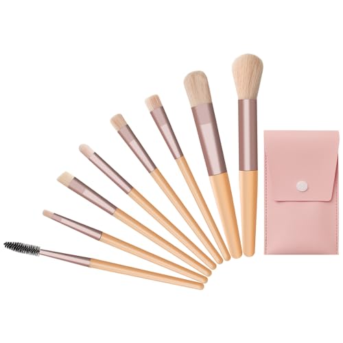 Cozy Inviting 8 Pezzi Pennelli Make Up,Set Pennelli Trucco Professionale,Con Trousse in Pelle PU,Make up per Fondotinta Liquido,Cipria, Blush,Correttore,Ombretto,Contouring Viso Pennello Trucco,Beige