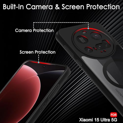 Image of TheGiftKart Hybrid Shockproof Back Cover Case for Xiaomi 15 Ultra 5G | Hard Back Cover Case for Xiaomi 15 Ultra 5G (PC & TPU, MagSafe Compatible, Translucent Smoke Matte Back, Black Sides)
