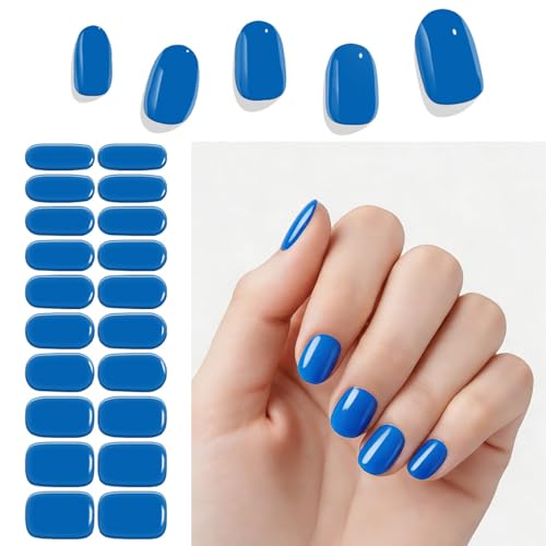 SZSYD Semi Cured Gel Nail Strips, Royal Blue, 20 Gel Nail Stickers — view 2