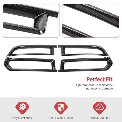 Image of Jimen Compatible with Dodge Durango 2014-2020, 4PCS Front Grill Cover Grille Overlay Trim (Carbon Fiber)