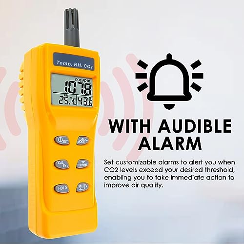 CO2-Meter-Portable-CO2-Detector-Digital-CO2-Monitor-with-Alarm-Function-Carbon-Dioxide-Temperature-and-Humidity-Meter-NDIR-CO2-Sensor-Indoor-Air-Quality-Monitor-for-Home-Office-Grow-Room