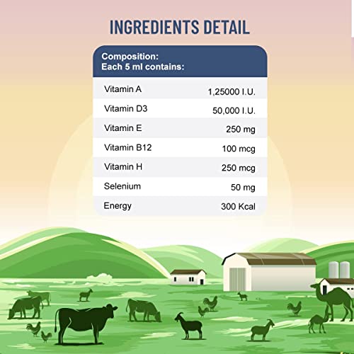 CALSIYA-H-Vitamin-H-for-Cow-Buffalo-Cattle-Farm-Animals-1000mL-Vitamin-H-with-Vitamin-D3-and-Vitamin-E-Liquid-Feed-Concentrate-for-Livestock-and-Poultry-Multivitamin-for-Livestock