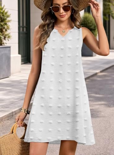 Image of QACOHU Women's Summer Sleeveless V Neck Mini Dress with Pockets Casual Sundress Beach Dresses for Women 2026