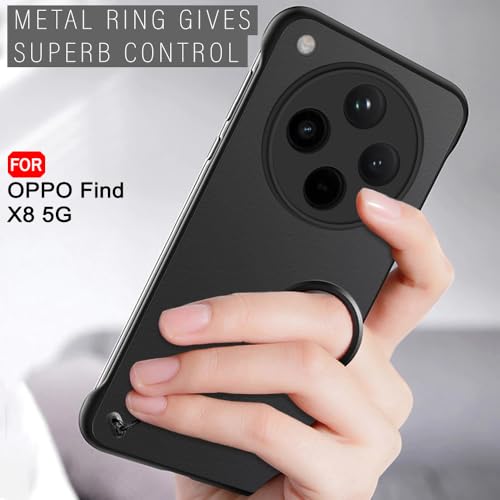 Image of TheGiftKart Hybrid Ultimate Slim Back Case Cover for Oppo Find X8 5G | Camera & Screen Protection | Frosted Matte Translucent Hard Back Case Cover for Oppo Find X8 5G (PC & TPU, Black Bumper)
