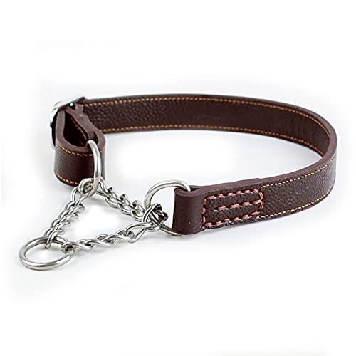 Love Dream Martingale Collars For Dogs, Leather Training Dog Collar, Stainless Steel Chain Anti-Escape No Pull Dog Collar For Medium Large Dogs (S(11.8"-16.9"), Brown) #TOP3