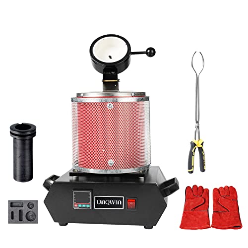 UNQWIN Gold Melting Furnace,3KG Digital Electric Melting Furnace with Graphite Crucible,1400W 2100Â°F Casting Furnace for Melt Gold Copper Silver Aluminum Zinc Tin 110V