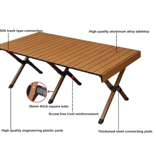 Tavolo pieghevole portatile, leggero, design arrotolabile, per campeggio, picnic, barbecue, attività in giardino