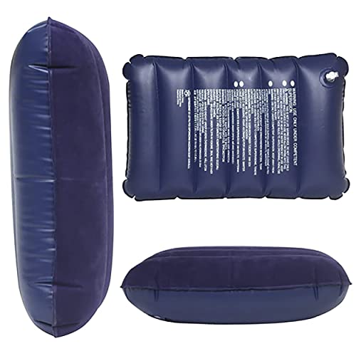 Mclear-Rubberized-Cotton-Small-Squared-Travel-Flocked-Fabric-Air-Pillow-with-Air-Pump-Compact-Comfortable-for-Neck-Lumbar-Support-Camping-and-Hiking-Blue-Color-Pack-of-1-Air-Pump-Pillow