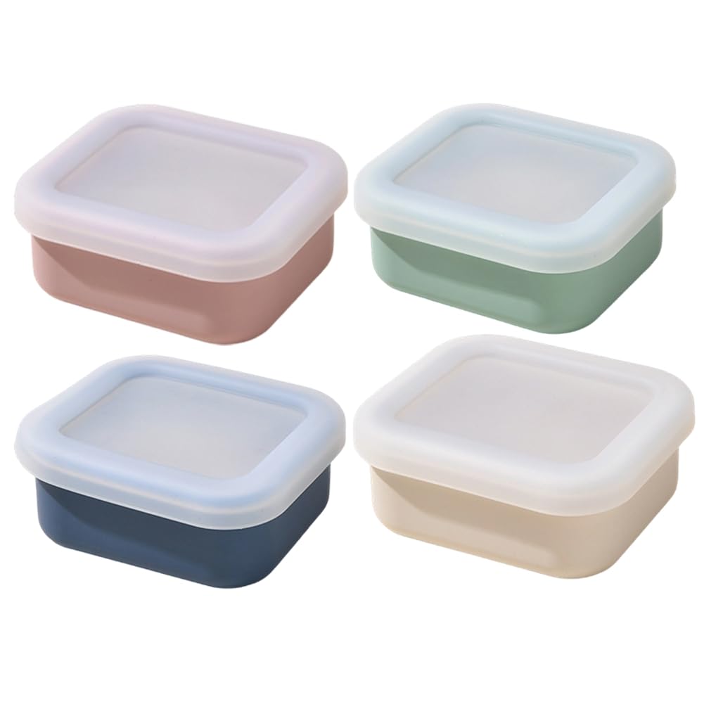Hndhbfgrt Silicone Freezer Molds 4-Pack with Lids for Soup for Sauce Stew Meal Prep Containers