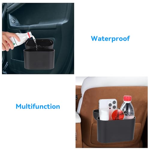 Image of 2 Packs Car Trash Can Bin with Lid,Including 4 Rolls Trash Bags and 2 Hooks,Mini Garbage Bin 2 Packs Universal Leakproof Automotive Garbage Cans for Auto Office Bedroom Home