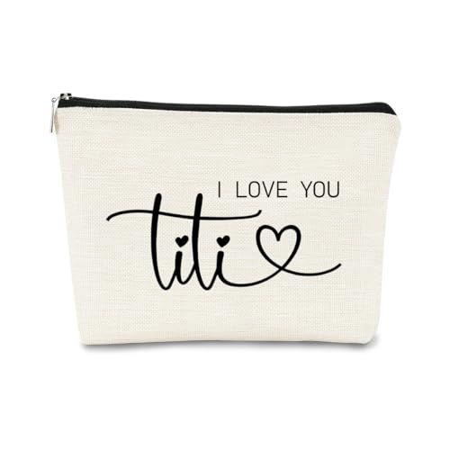 BARPERY Aunt Gifts, Auntie Gift Ideas, Titi I Love You Makeup BagTiti Gifts,Auntie Gifts for Women, Best Auntie Gifts Cosmetic Bag,Gifts for Aunts from Niece,Aunt Birthday Mothers's Day Gifts