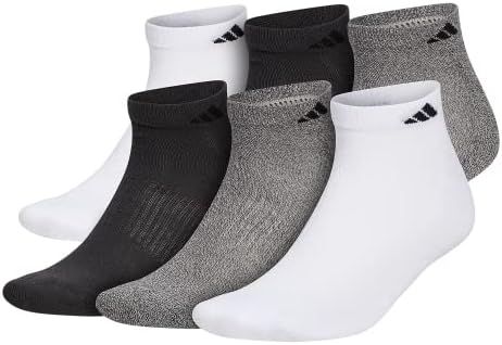 adidas Men's Athletic Cushioned Low Cut Socks with Arch Compression for a Secure fit (6-Pair), White/Alumina Beige/Carbon Grey, Large