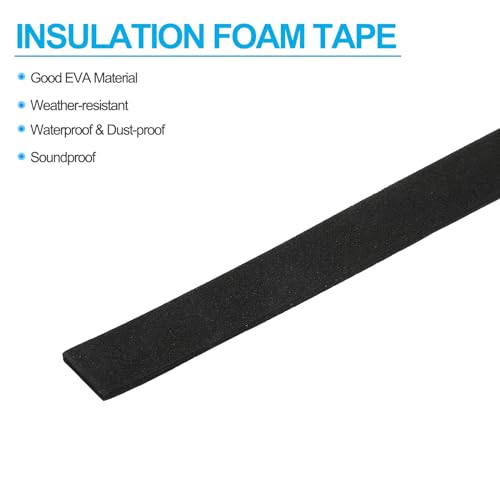 Image of PATIKIL 3 /4 inch W x 1 /8 inch T x 16.4Ft EVA Single Sided Foam Tape, 3Pcs Multipurpose Sealing Strip Foam Weather Stripping, Black