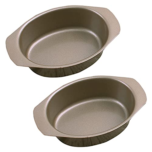 Brotbackformen Ovale Backformen Muffinform Brotform 2 Pcs Brotbackform Antihaftbeschichtet Ovale Kuchenform Käseform Gold Karbonstahl 4.8x3x1.4 in für Brote Kuchen und Lasagne Sauerteigbeständig Cover