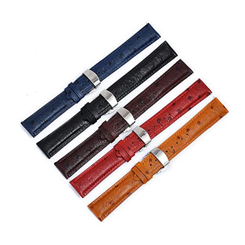 Ostrich Pattern Genuine Leather Watchband 18-22 mm Butterfly Secure Buckle Wristwatch Strap - Image 2