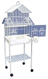 YML 5844 3/8' Bar Spacing Pagoda Bird Cage with Stand, 18' x 14'/Small, White