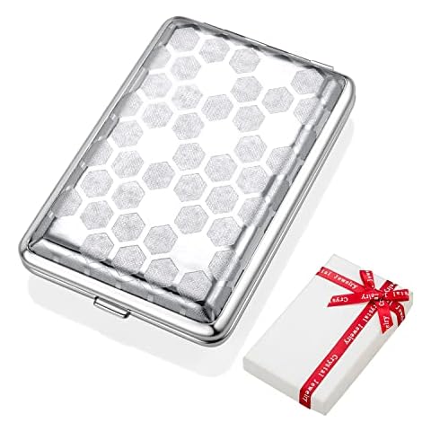 Silber PU Leder Damen Zigarettenetui Metall Zigarettenschachtel Edelstahl Cover