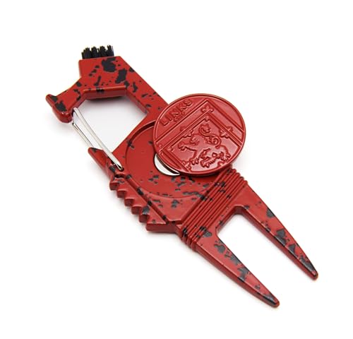 Links Golf Golf Divot Tool – 7 in 1 Multipurpose Divot Repair Tool – Lightweight and Compact Golf Divot Repair Tool with Ball Marker (Sunday Red)