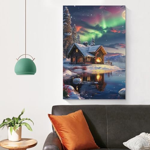 Cuadro en lienzo de invierno de 50x75cm para decoración de salón y comedor 4