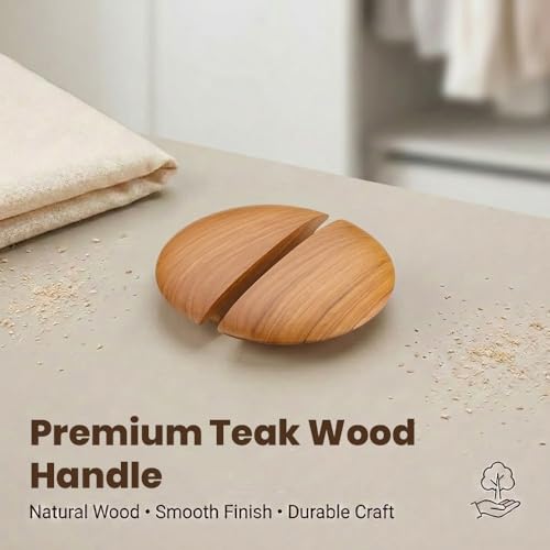 Image of Teak Wood Wooden Wardrobe Handle /Cabinet Handle /Wardrobe Door Pull Handle (8 x 4 Inch) Natural Wood Finish - Model 5034-| 3 Years Warranty |
