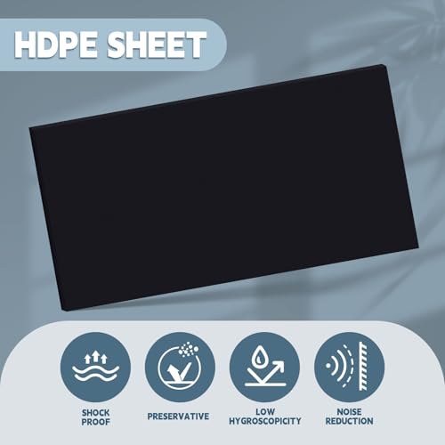 Image of Sasylvia 2 Pcs HDPE Sheet, HDPE Plastic Sheet Flexible High Density Polyethylene Board Solid Plastic Block for DIY Projects for Machining Home(Black,1 /2 inchx4 inchx8 inch)