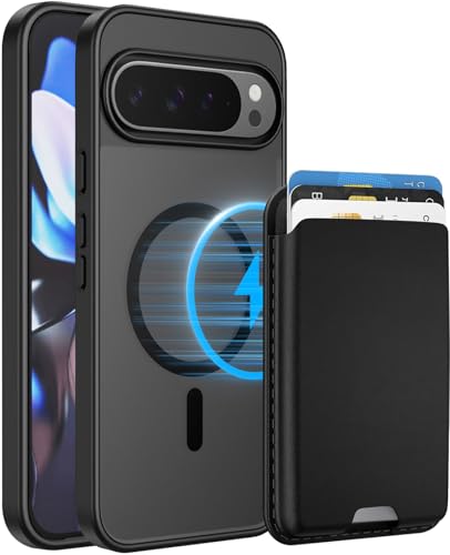 Magnetic for Google Pixel 10 & 10 Pro & 9 & 9 Pro Case with Detachable Magnetic Wallet, Compatible with MagSafe, Credit Card Holder, RFID Blocking, Military Protective Slim Phone Cover, Black