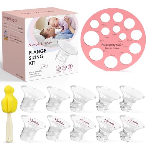 Nursi Luna Flange Inserts 10PCS 13/15/17/19/21mm for 24mm Flanges/Shield Flange Sizing Kit Silicone Flanges Insert Breastfeeding Essentials Kit for New Moms