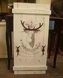 Wandgarderobe aus Holz Unbekannt Shabby FRACHTKISTE WANDGARDEROBE Hirsch Garderobe Vintage Retro Holz GUSSEISEN(antikweiss)