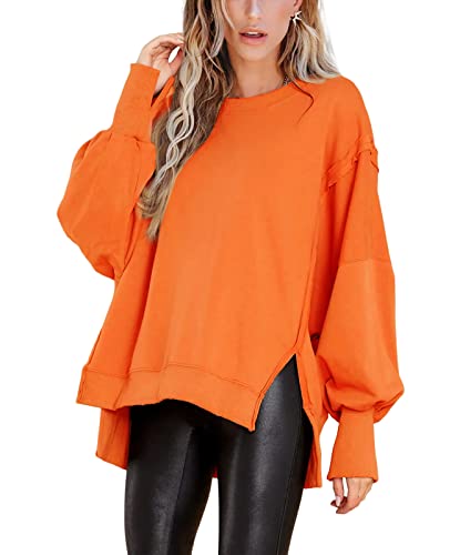 Image of BWQ Womens Oversized Sweatshirt Crewneck Long Sleeve Shirts Pullover Sweatshirts S-2XL