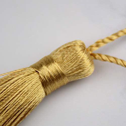 Image of Makhry 20pcs 4.3 Inch Handmade Silky Floss Mini Tiny Craft Tassels with 2-Inch Cord Loop and Small Chinese Knot for Earrings, Souvenir, Bookmarks, DIY Craft Accessory,Tags (#47Champagne)