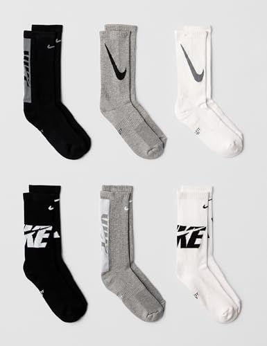 Image of Nike Unisex Kids' Everyday Cushioned Crew Socks (6-Pack) | Boys and Girls