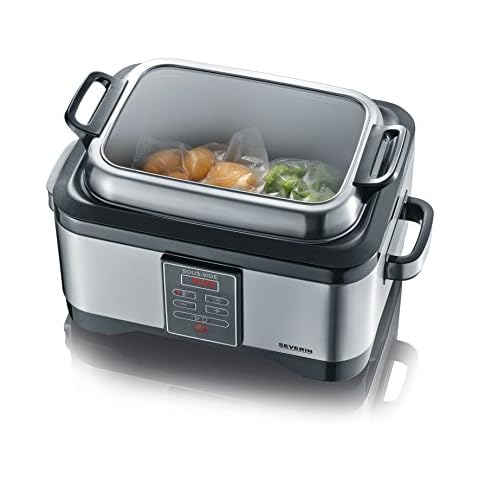 SEVERIN Sous-Vide Garer für schonendes und gesundes Garen, Sous Vide Garen mit Gelinggarantie, exaktes Garen durch elektronische Temperaturregelung, Edelstahl-gebürstet/schwarz, SV 2447 Cover