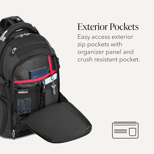 SwissGear Travel Tech Elite Laptop Backpack – Fits Laptops up to 16” – ScanSmart TSA-Friendly Backpack with USB Port, Shoe Compartment & Organizer Pockets – Heather Grey - Image 5