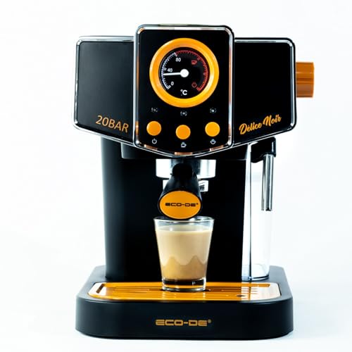 ECODE® Espressomaschine Maschine Delice Schwarz, 20 Bar Druck, Vaporizer Schwenkbar - Maschine mit...
