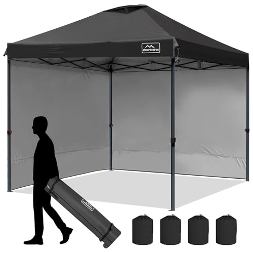 KAMPKEEPER 10x10 Pop Up Canopy Tent with 2 Sidewalls - Waterproof Outdoor Shelter for Sun Shade,...